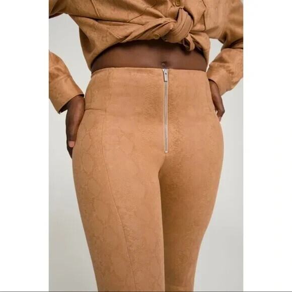 Good American Snake Print The Boss Pant Skinny Zipper Cognac Hi Rise Size 3 - Picture 5 of 10